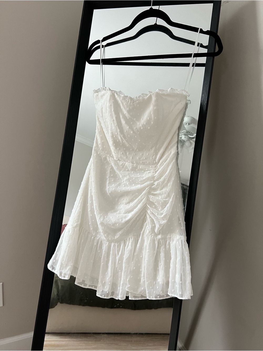 Hello Molly White Swiss Dot Ruffle Hem Dress